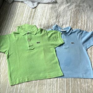 Size 4 Lacoste Kids wide fit Short-Sleeve Polo Set in Light Green and Light Blue